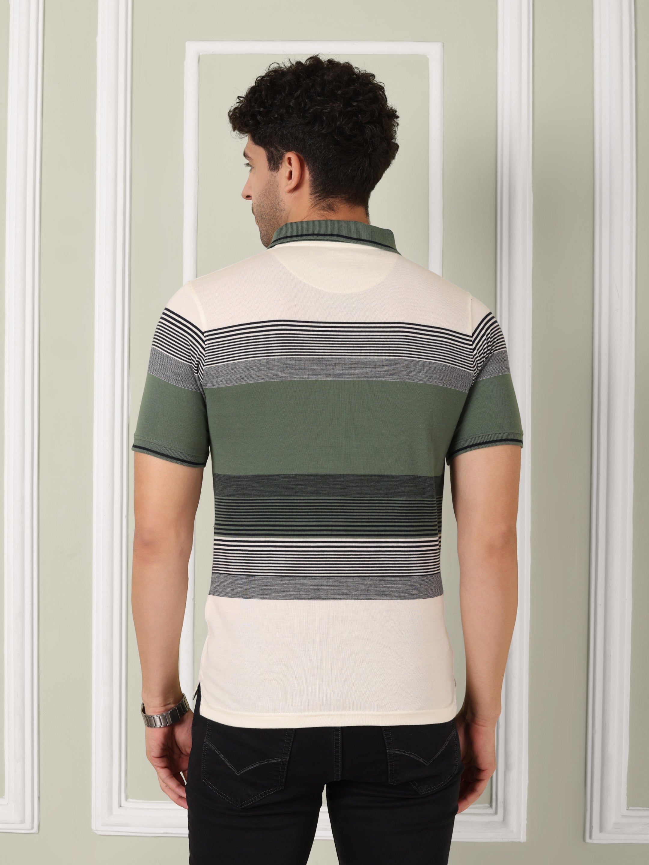 Men's Heritage Green Stripe Polo