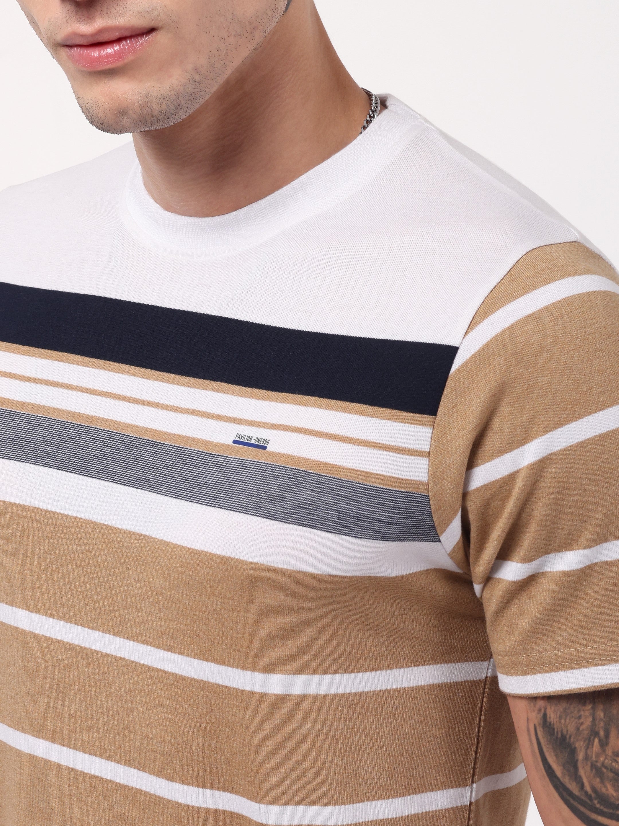 Men's Camel Crest Stripe Tee