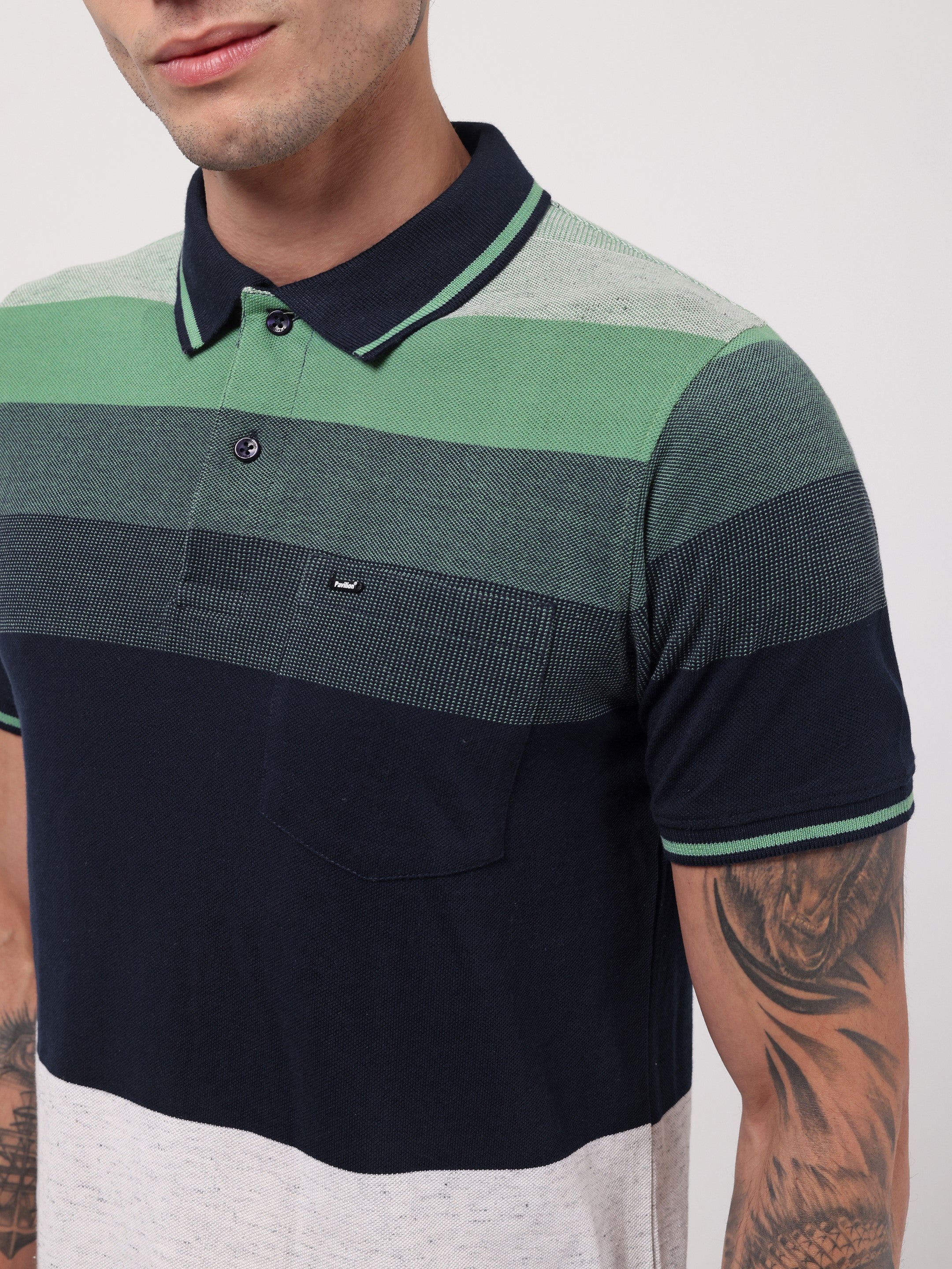 Men's Evergreen Block Stripe Polo