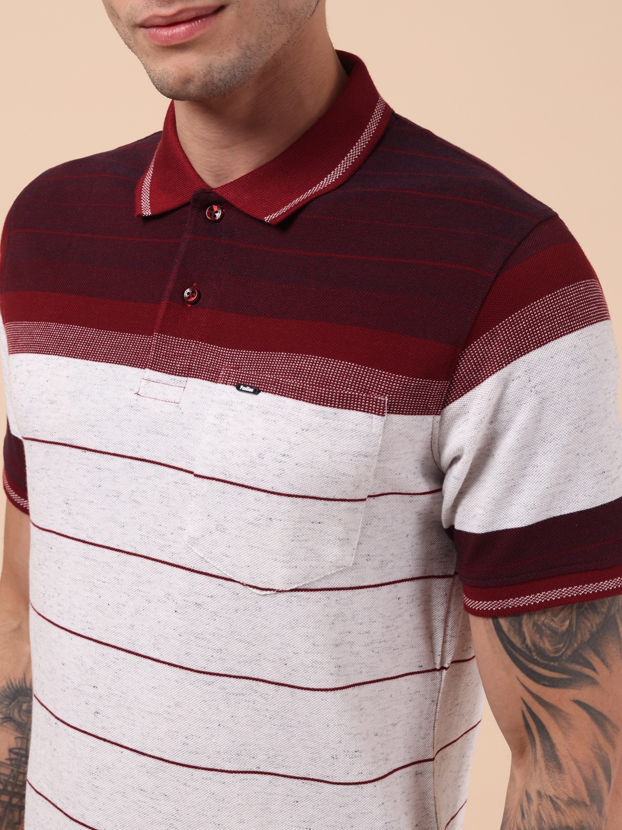Men's Maroon Stripe Polo
