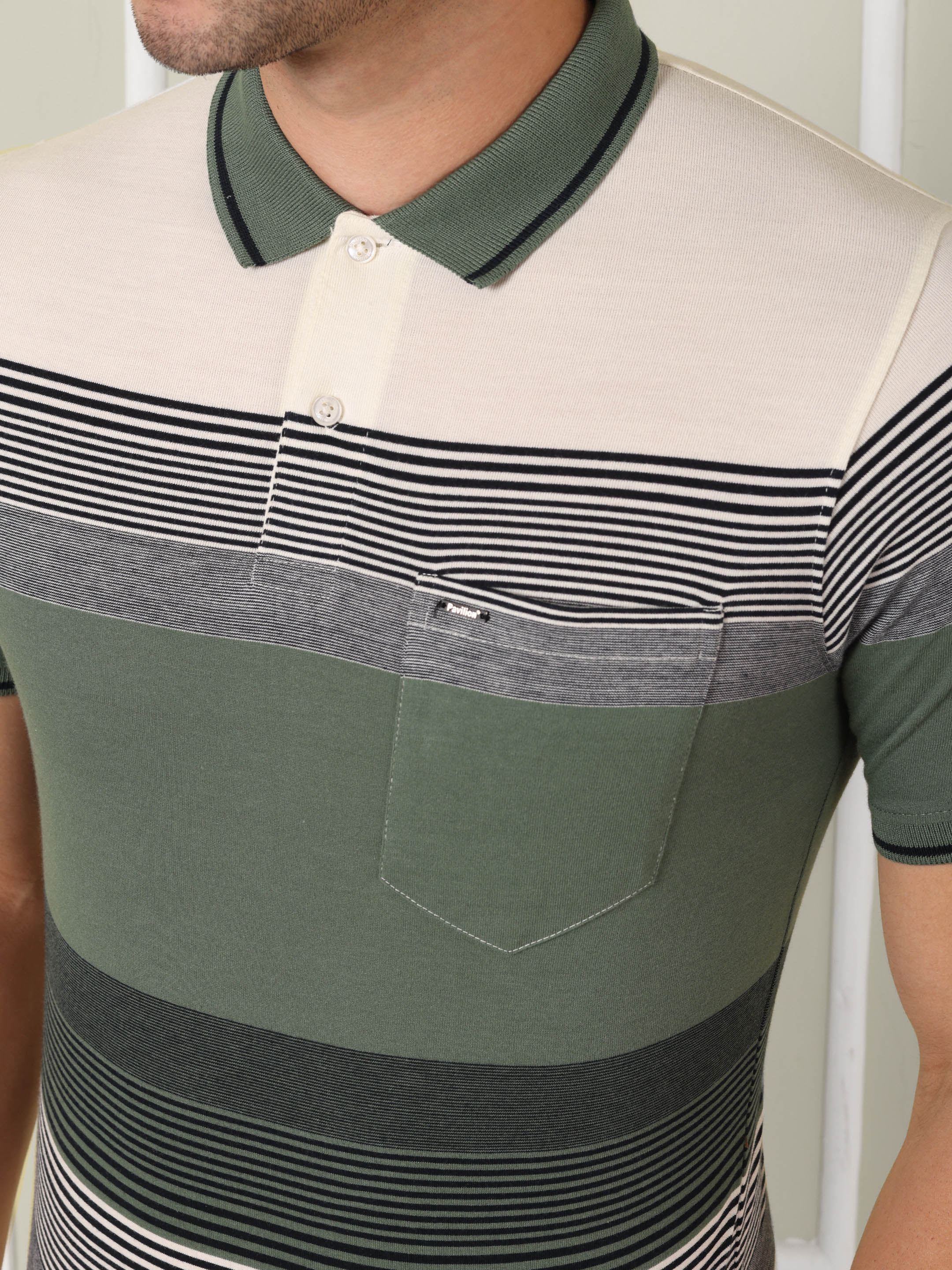 Men's Heritage Green Stripe Polo