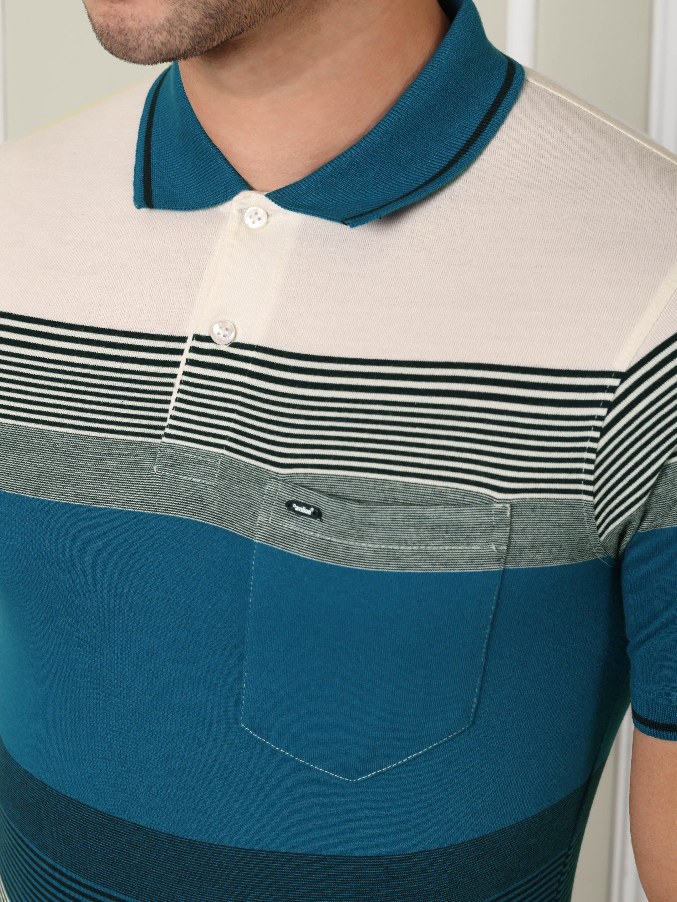 Men's Coastal Blue Stripe Polo