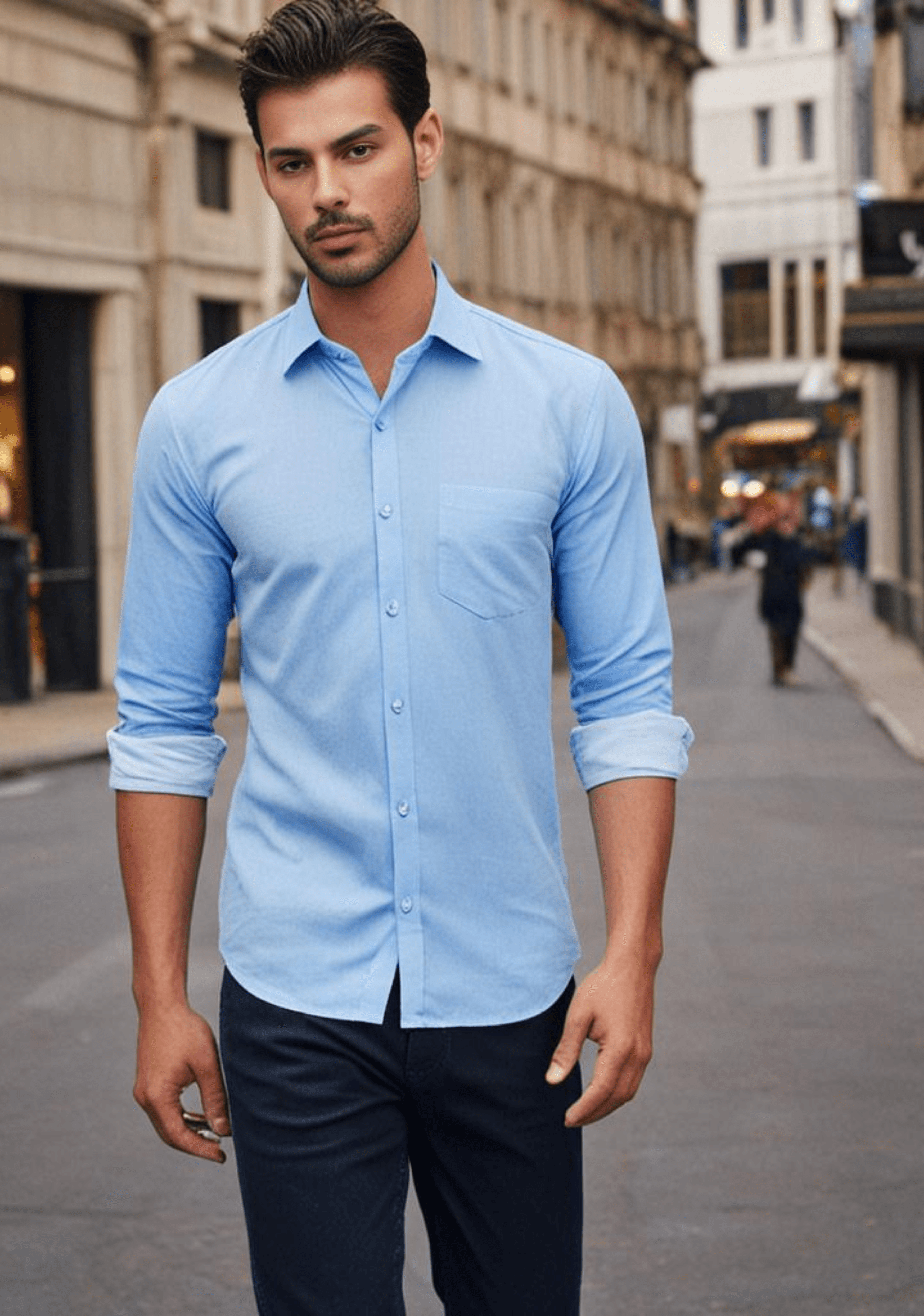 Steel Blue Plain Shirt