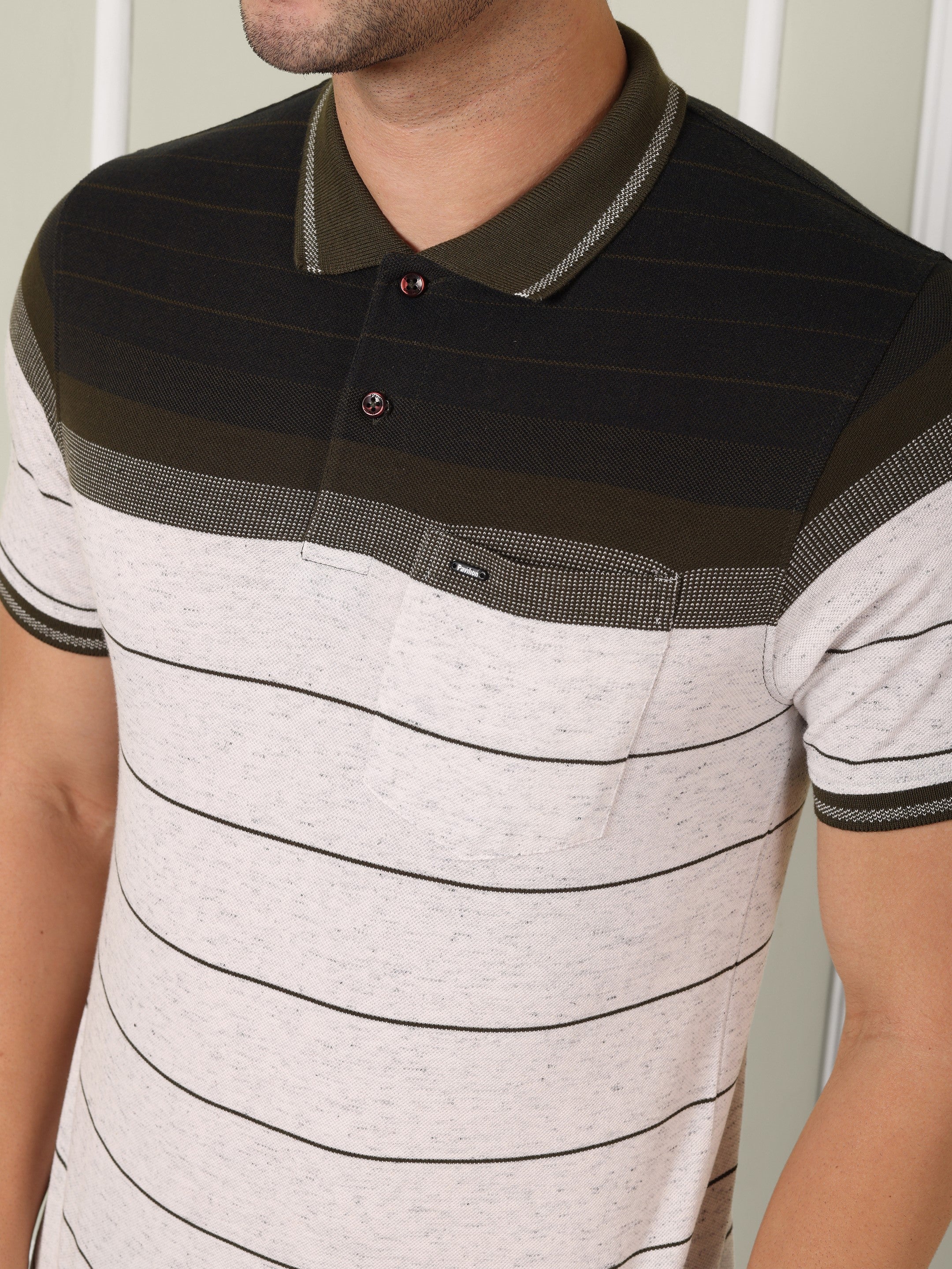 Men's Olive Stripe Polo