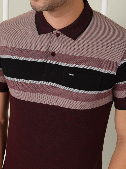 Men's Maroon Horizon Stripe Polo