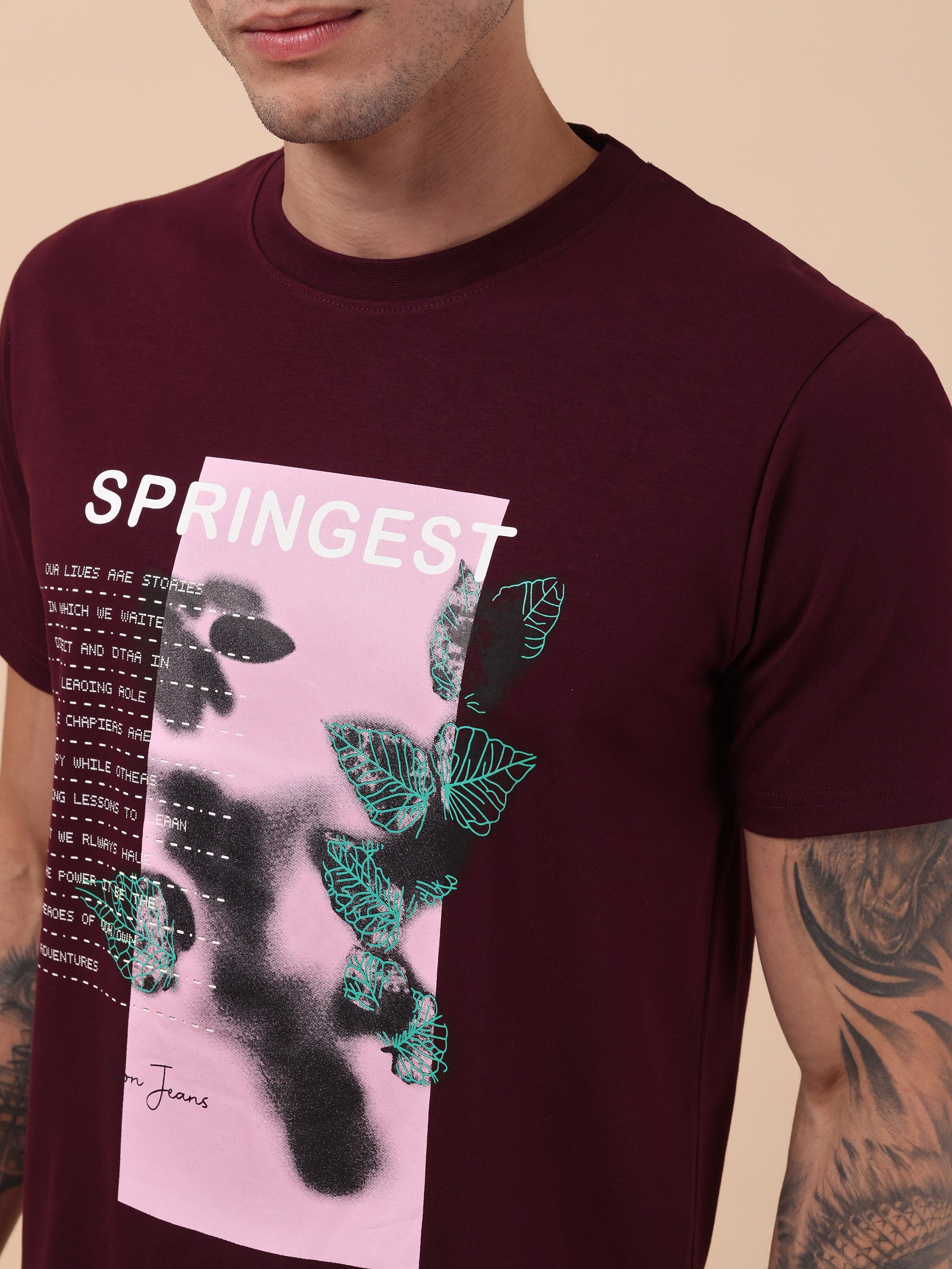 Men's Maroon Bloom Graphic Tee