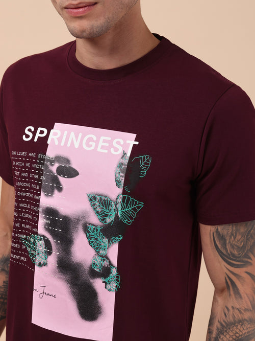 Men's Maroon Bloom Graphic Tee