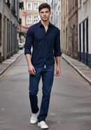 Blue Plain Cotton Shirt