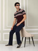 Men's Maroon Horizon Stripe Polo