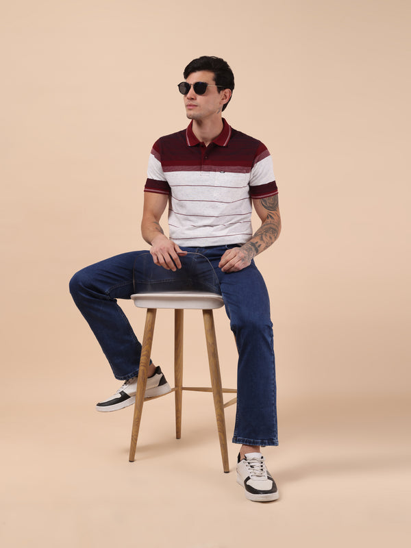 Men's Maroon Stripe Polo