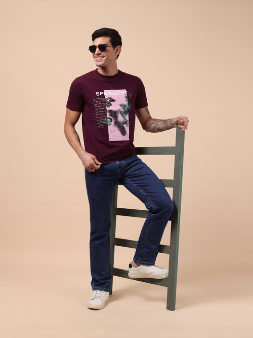 Men's Maroon Bloom Graphic Tee