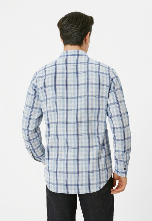 Men's Blue & White Checked Regular Fit Shirt
