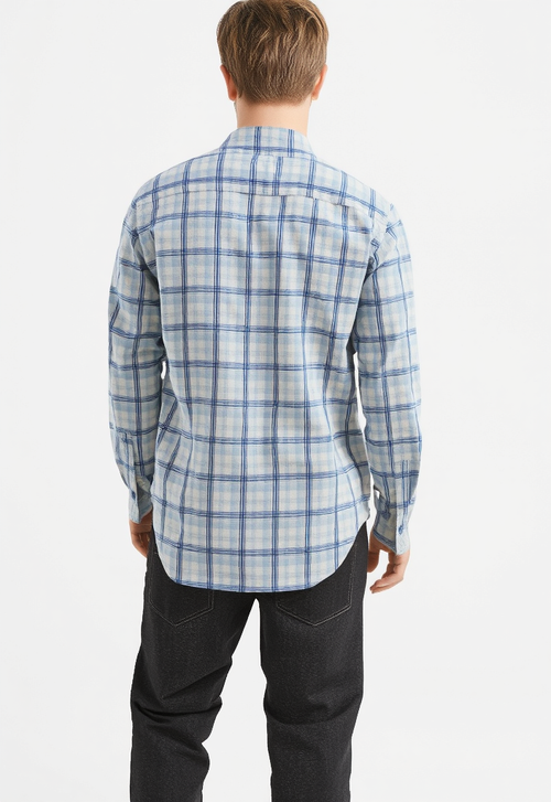 Men's Blue & White Checked Regular Fit Shirt