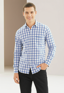 Men's Blue and White Checked Regular Fit Shirt