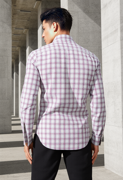 Men's Light Pink & White Checked Regular Fit Shirt