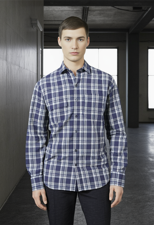 Men's Smoke Coffee & Grey Checked Regular Fit Shirt