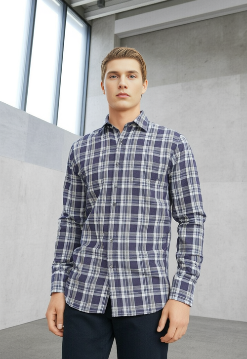 Men's Smoke Coffee & Grey Checked Regular Fit Shirt