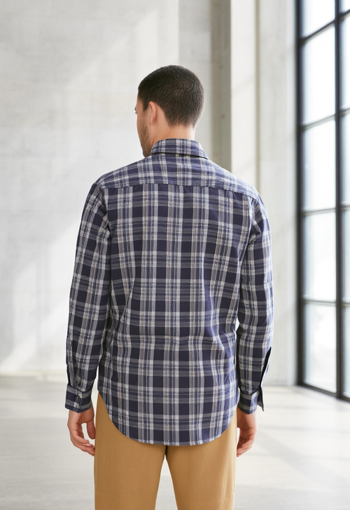 Men's Smoke Coffee & Grey Checked Regular Fit Shirt