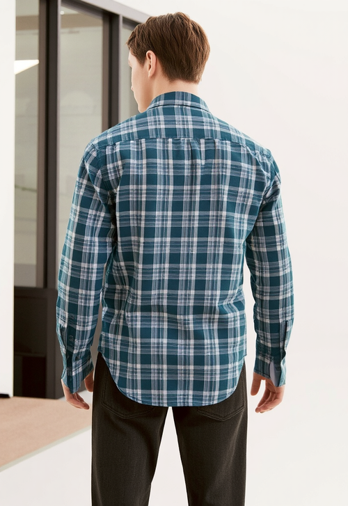 Men's Smoke Green & Grey Checked Regular Fit Shirt