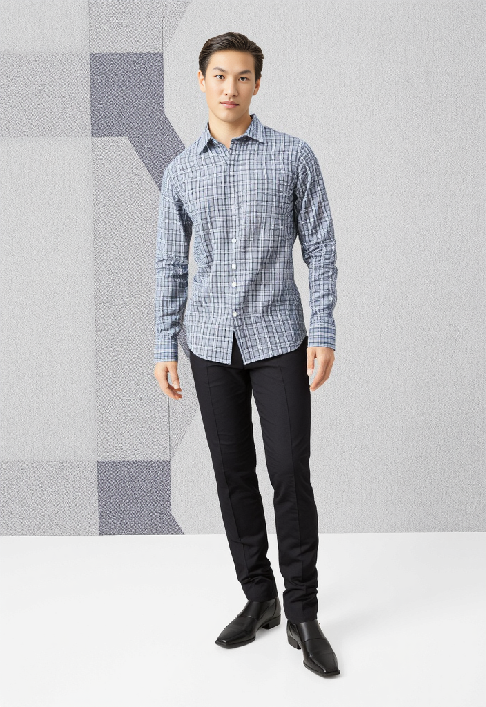 Men's White & Olive Checked Regular Fit Shirt