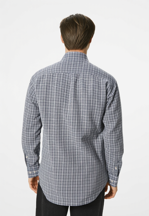 Men's White & Olive Checked Regular Fit Shirt
