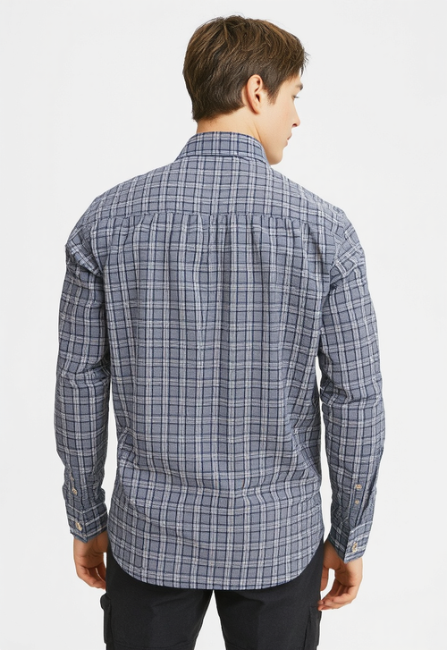 Men's White & Olive Checked Regular Fit Shirt