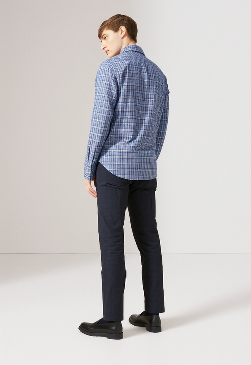 Men's Light Grey & White Checked Regular Fit Shirt