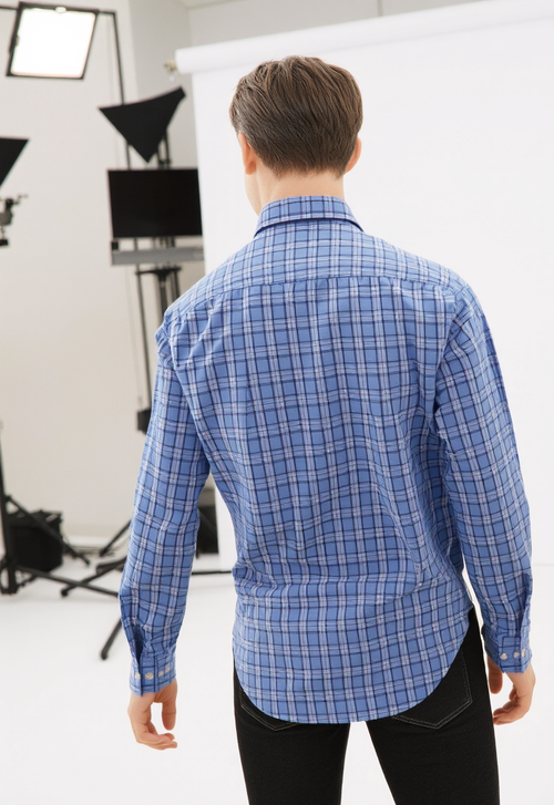 Men's Light Grey & White Checked Regular Fit Shirt