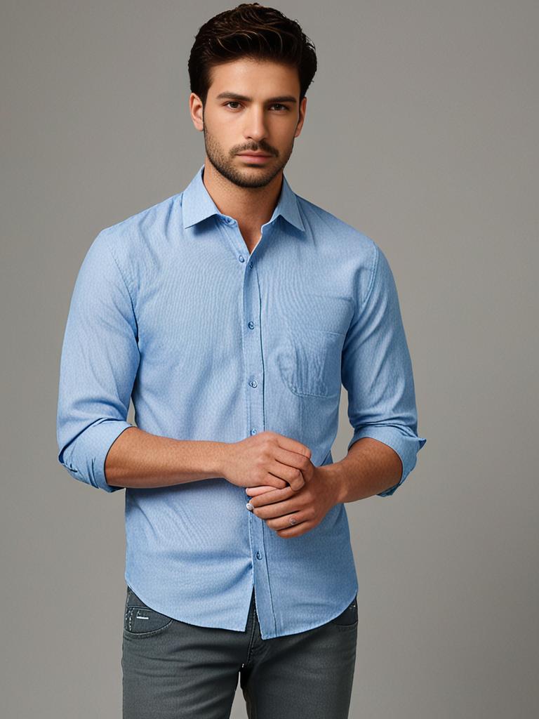 Light Steel Blue Plain Shirt