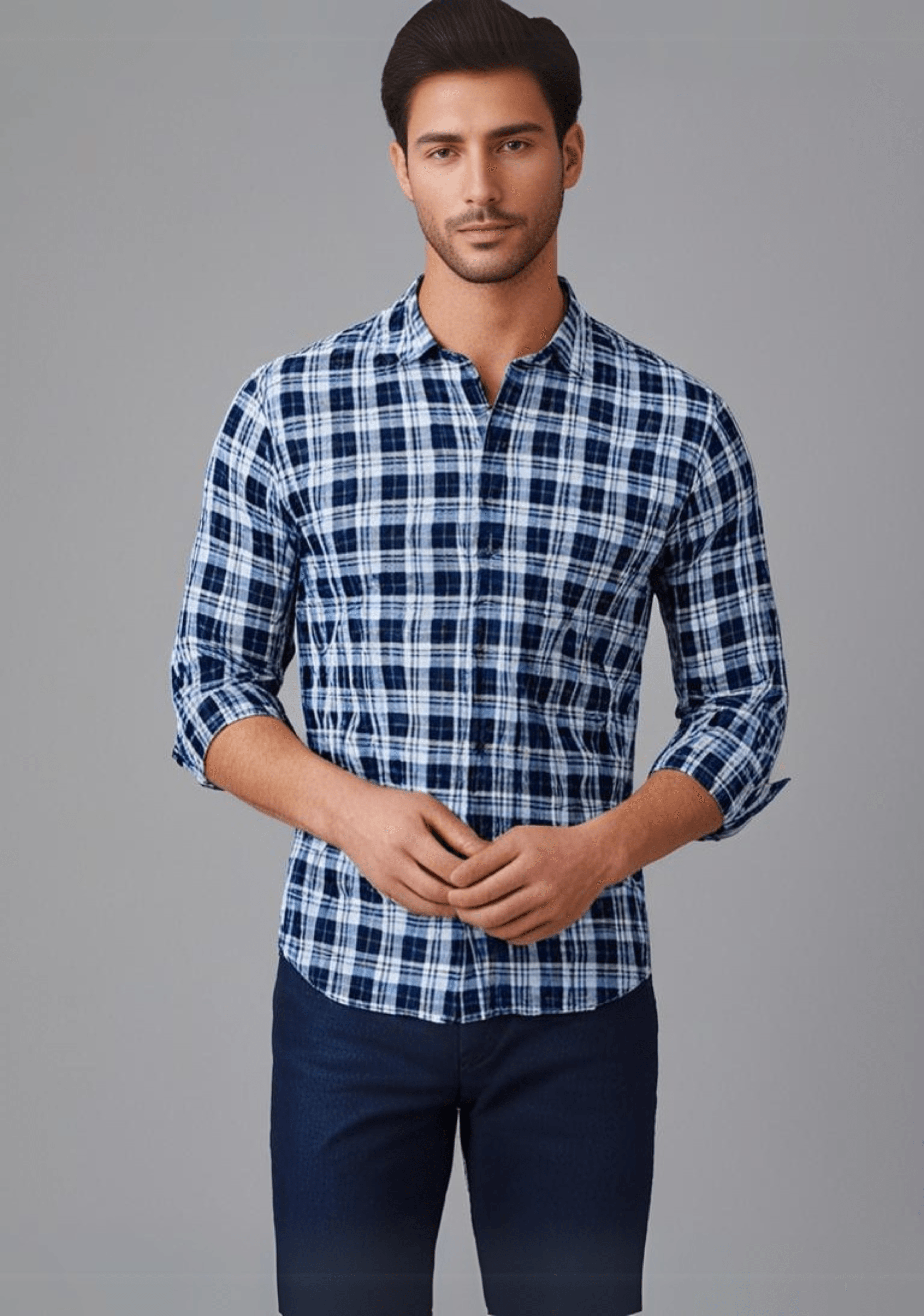 Blue Checked Shirt with light blue border