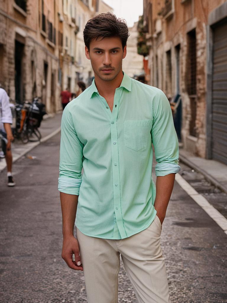 Light Cyan Plain Shirt