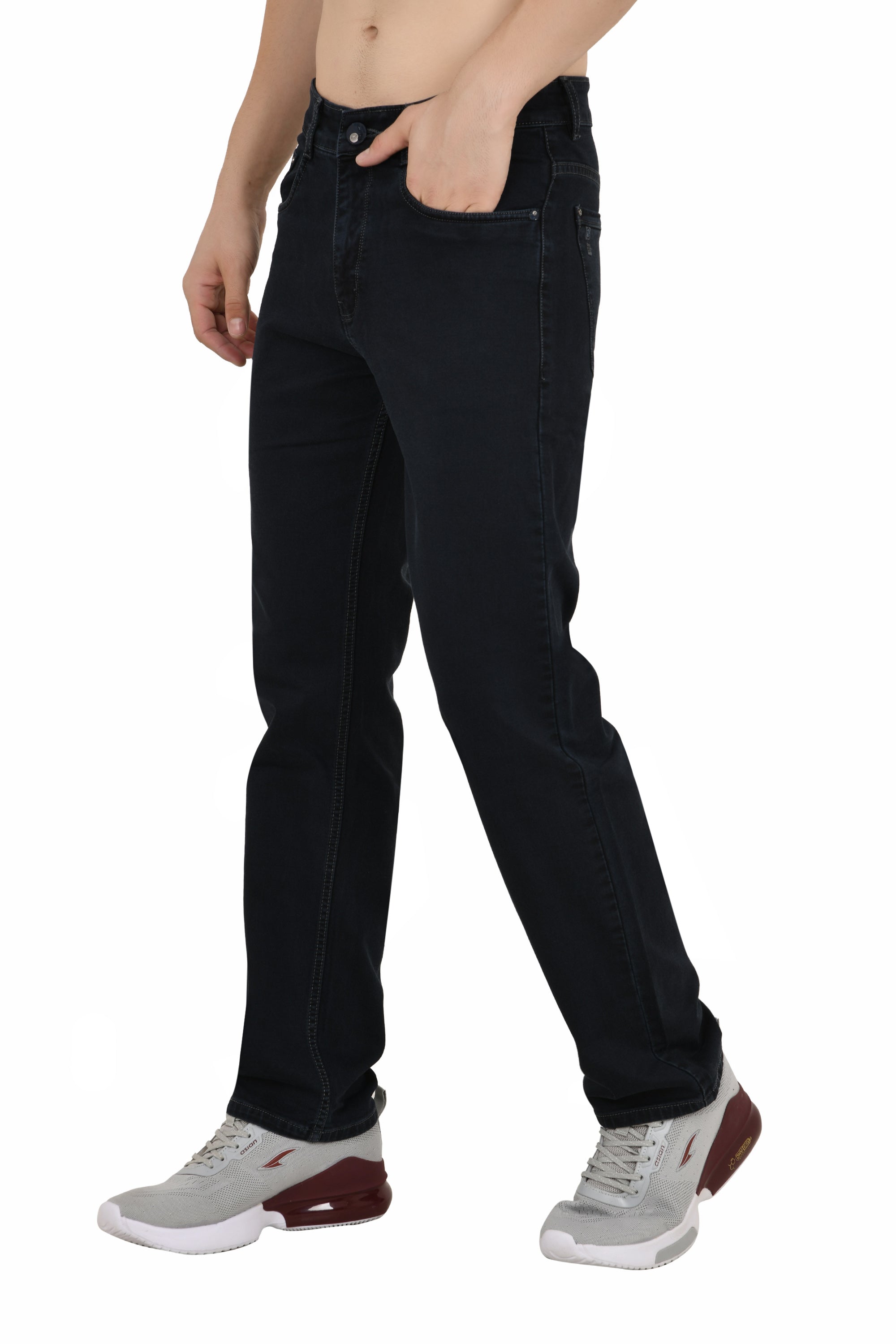 Charcoal Blue Straight Fit Jeans