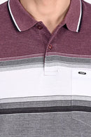 Mens Everyday Classic Grape-Black-White Stripe Polo Tshirt