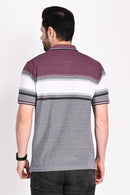 Mens Everyday Classic Grape-Black-White Stripe Polo Tshirt