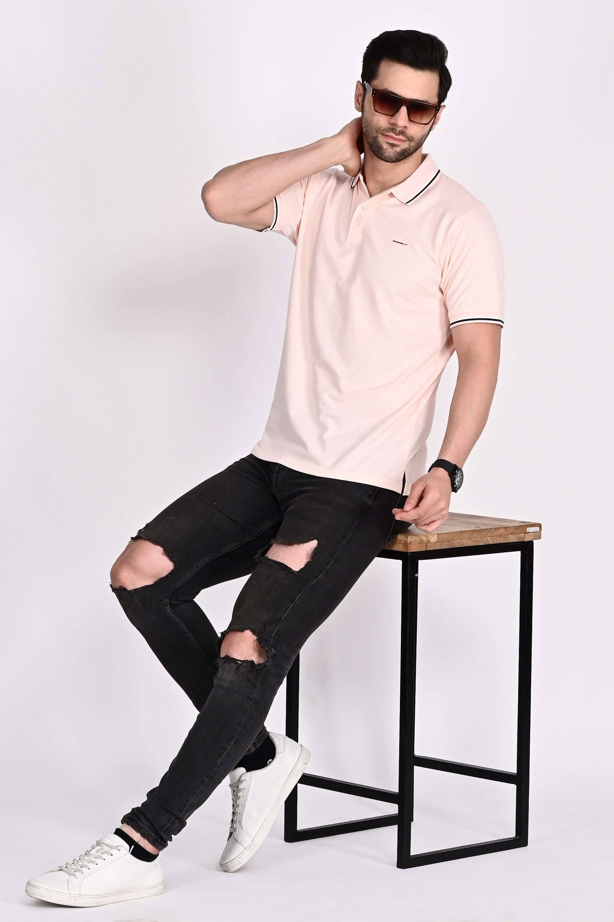 Mens Misky Pink Polo Tshirt