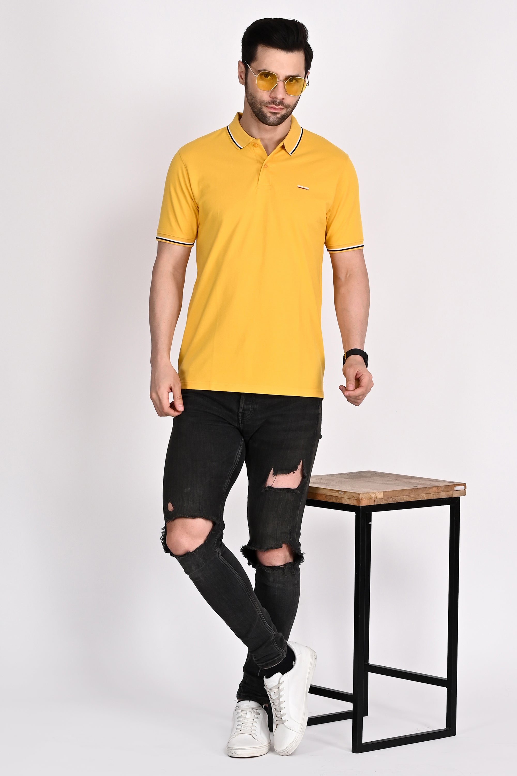 Mens Mustard Polo Tshirt