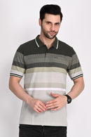 Matty Deep Olive Stripe Polo Tshirt