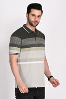 Matty Deep Olive Stripe Polo Tshirt