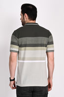 Matty Deep Olive Stripe Polo Tshirt