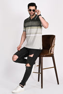 Matty Deep Olive Stripe Polo Tshirt