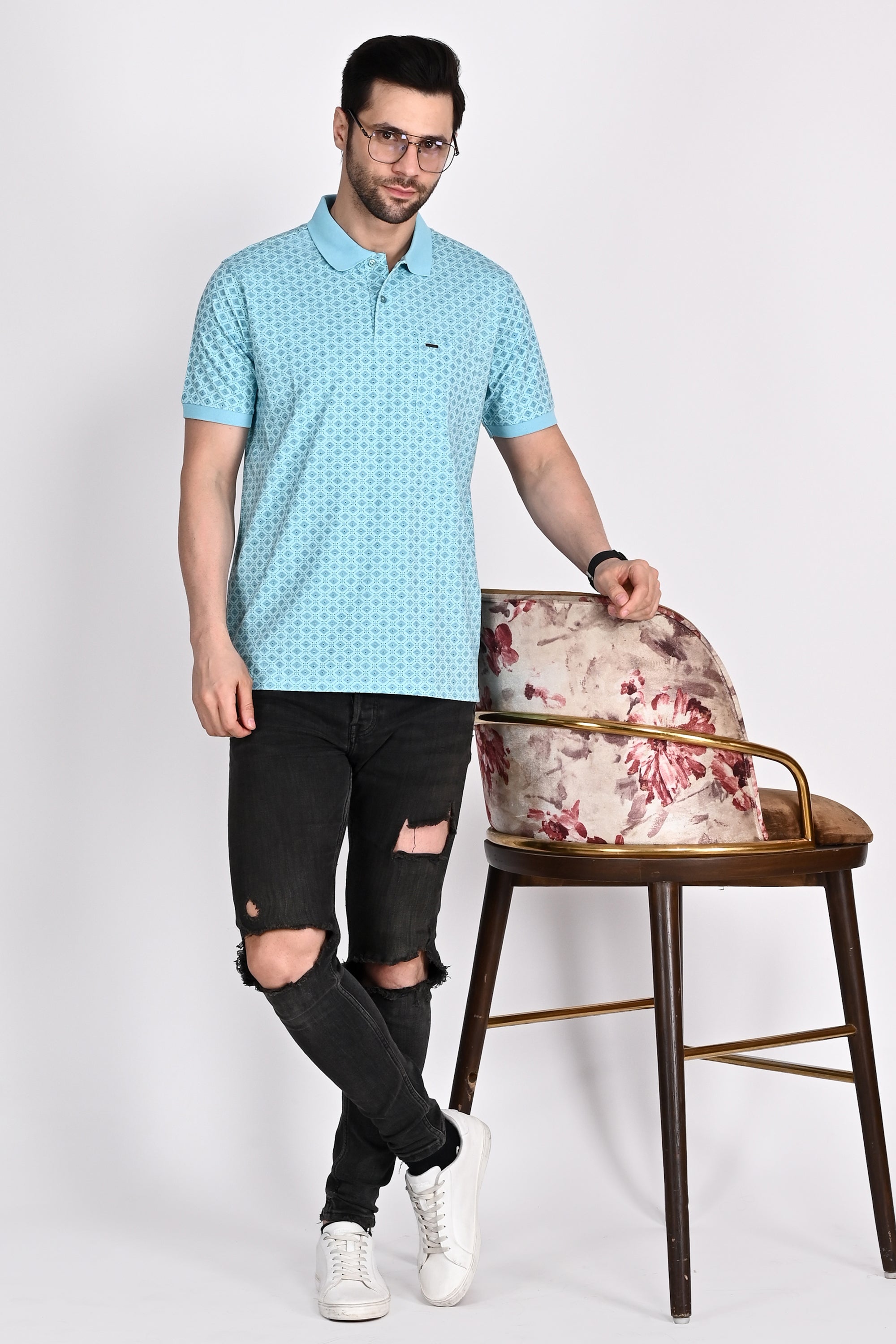 Regular Fit Printed Polo Tshirt