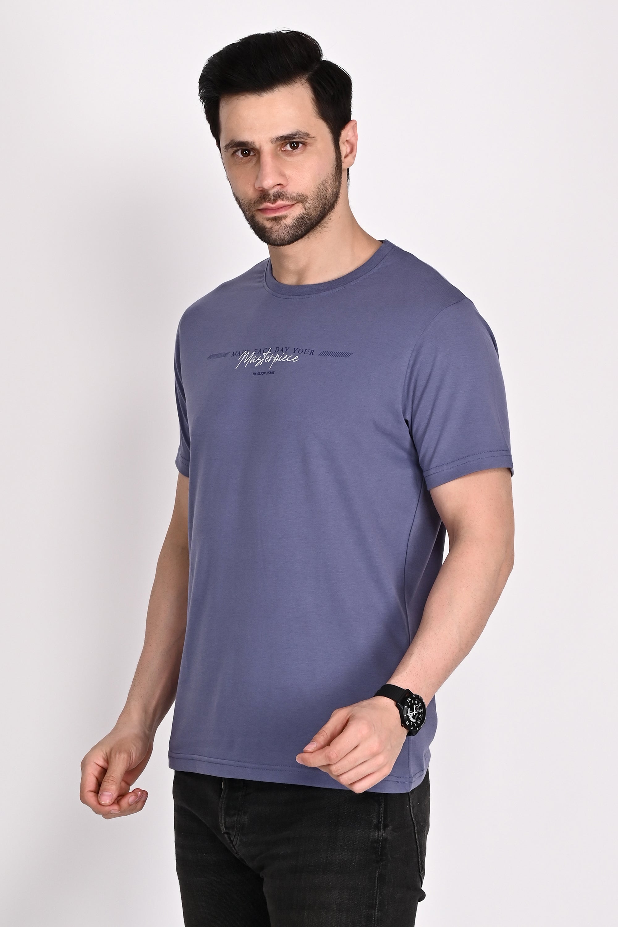 Everyday wear Solid Graphic Violet Tshirt