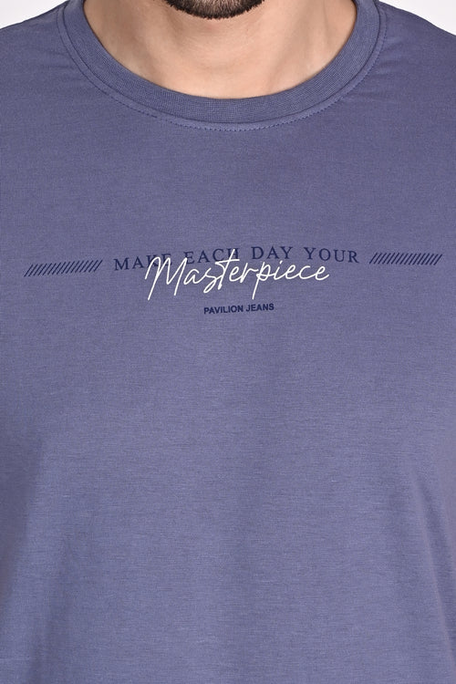 Everyday wear Solid Graphic Violet Tshirt