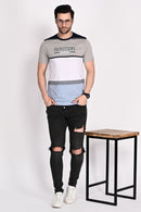 Mens Navy-White-Blue Modern Fit Knitted Tshirt