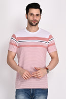 Regular Fit Pink-White Stripe Tshirt