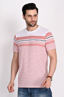 Regular Fit Pink-White Stripe Tshirt