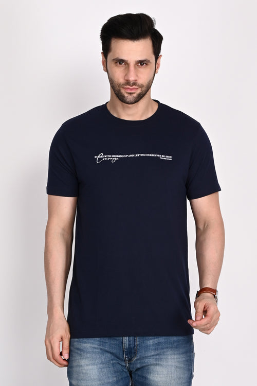 Everyday wear Solid Graphic Navy Color Tshirt