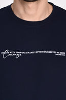 Everyday wear Solid Graphic Navy Color Tshirt