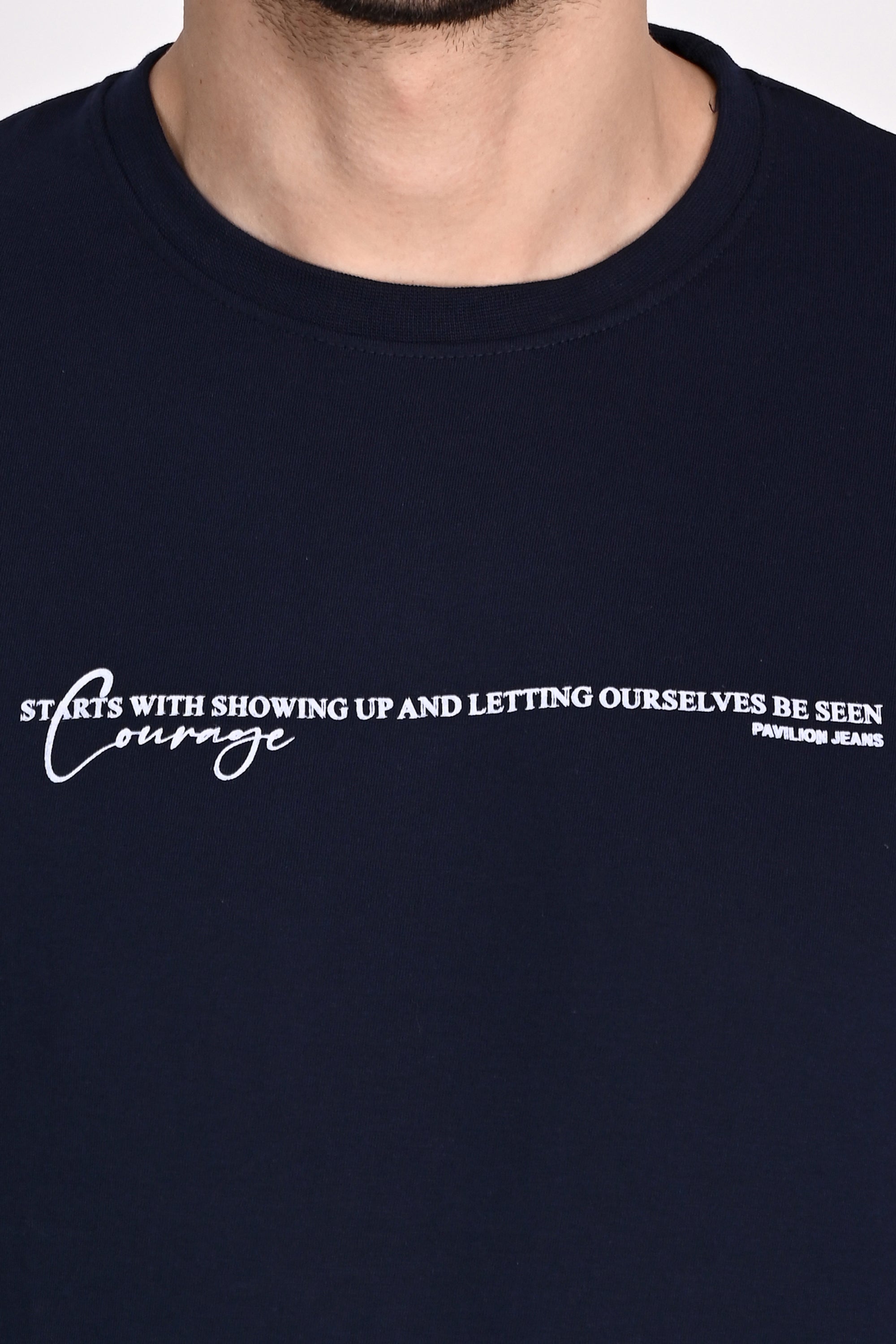 Everyday wear Solid Graphic Navy Color Tshirt
