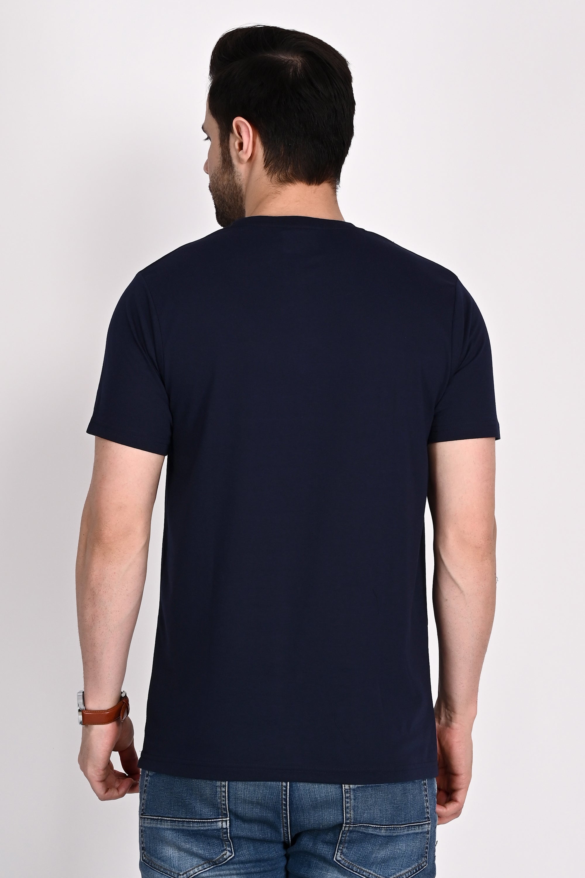 Everyday wear Solid Graphic Navy Color Tshirt